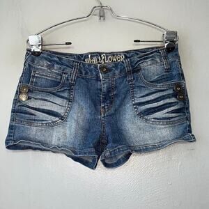 Wallflower Size 11 Blue Jean Denim Low Rise Short Shorts Micro Mini Y2K 2000s